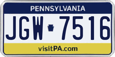 PA license plate JGW7516