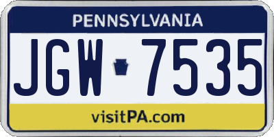 PA license plate JGW7535