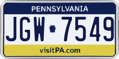PA license plate JGW7549