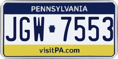 PA license plate JGW7553