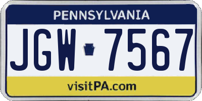 PA license plate JGW7567