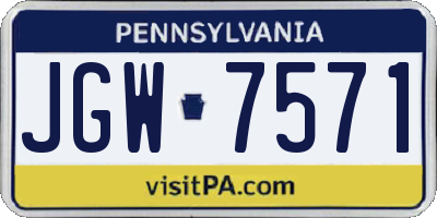 PA license plate JGW7571