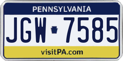 PA license plate JGW7585
