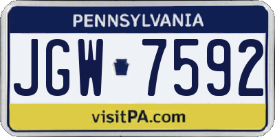 PA license plate JGW7592