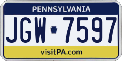 PA license plate JGW7597