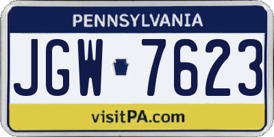 PA license plate JGW7623