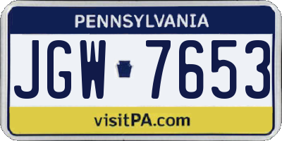 PA license plate JGW7653