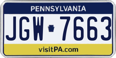PA license plate JGW7663