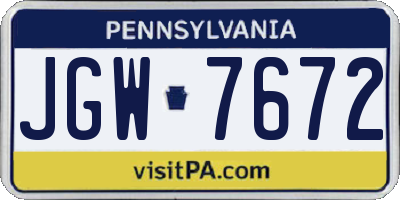 PA license plate JGW7672