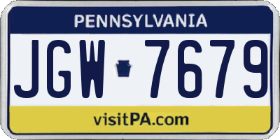 PA license plate JGW7679