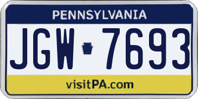 PA license plate JGW7693