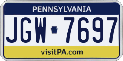 PA license plate JGW7697