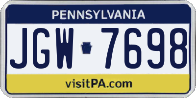 PA license plate JGW7698