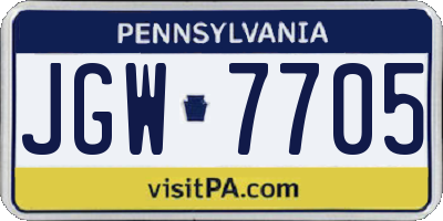 PA license plate JGW7705