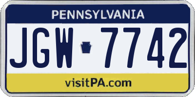 PA license plate JGW7742