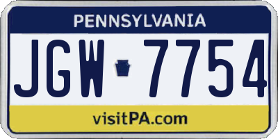 PA license plate JGW7754