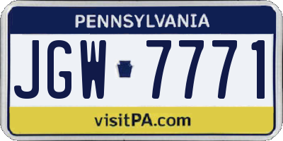 PA license plate JGW7771