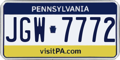 PA license plate JGW7772