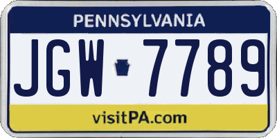 PA license plate JGW7789