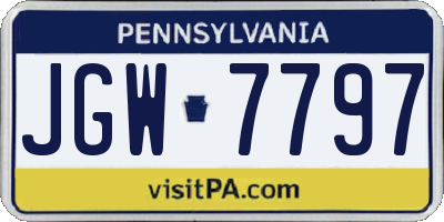PA license plate JGW7797