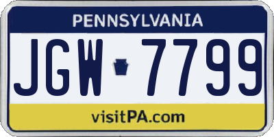 PA license plate JGW7799