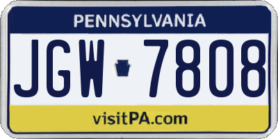 PA license plate JGW7808