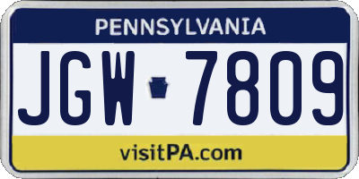 PA license plate JGW7809