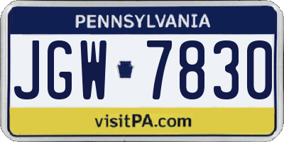 PA license plate JGW7830