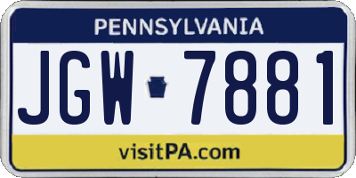 PA license plate JGW7881