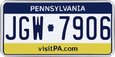 PA license plate JGW7906