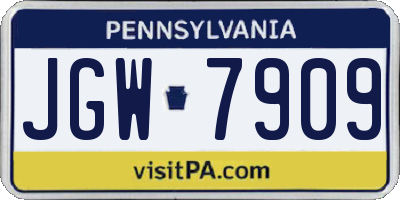 PA license plate JGW7909