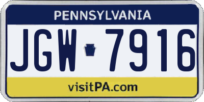 PA license plate JGW7916