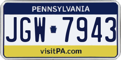 PA license plate JGW7943