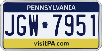 PA license plate JGW7951