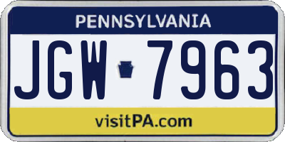 PA license plate JGW7963