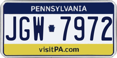 PA license plate JGW7972