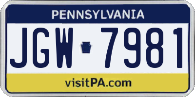 PA license plate JGW7981