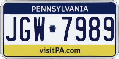 PA license plate JGW7989