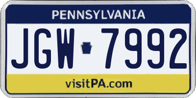 PA license plate JGW7992