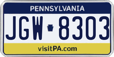 PA license plate JGW8303