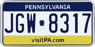 PA license plate JGW8317