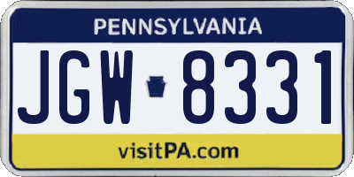 PA license plate JGW8331