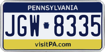 PA license plate JGW8335