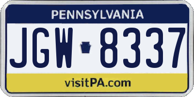 PA license plate JGW8337