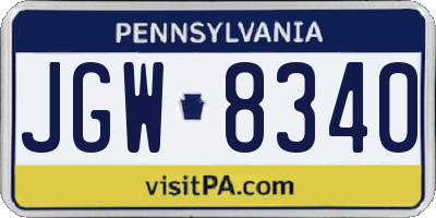 PA license plate JGW8340