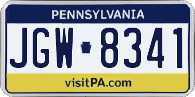 PA license plate JGW8341