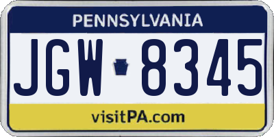 PA license plate JGW8345