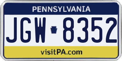 PA license plate JGW8352