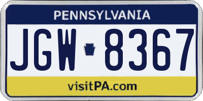 PA license plate JGW8367