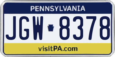 PA license plate JGW8378